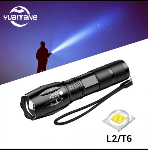 كشاف ليدT6 LED قابل للشحن مع بطارية مدمجة 4000لومي...