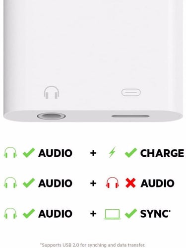 بيلكن - وصلة لايتنينق منفذ AUX – أبيض