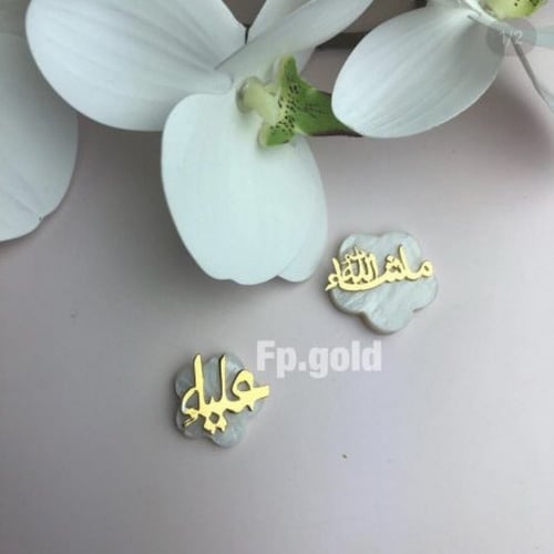 بروش صدف ورده مطلي ذهب