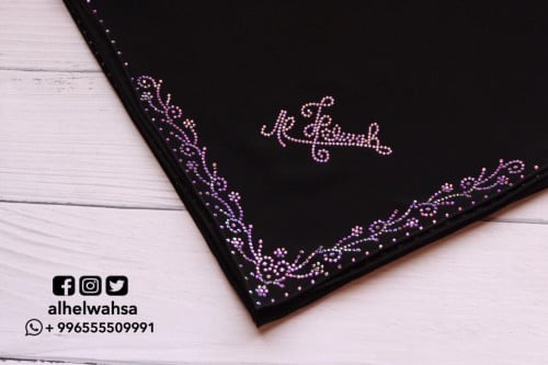 حجاب مع كرستال سوارفسكي قماش ملكة مقاس 110X110سم
