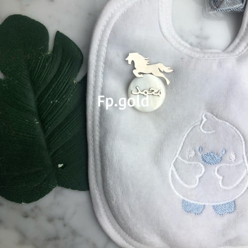 بروش صدف الحصان مطلي فضه المقاس الوسط