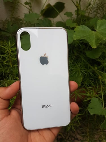 كفر ايفون زجاج فضي Silver glass case