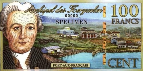 100 فرنك نموذج جزيرة كيرغولين لعام 2010م أنسر بولي...