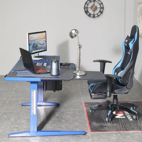 كرسي العاب قيمنق مع طاولة قيم لون أزرق بأسود