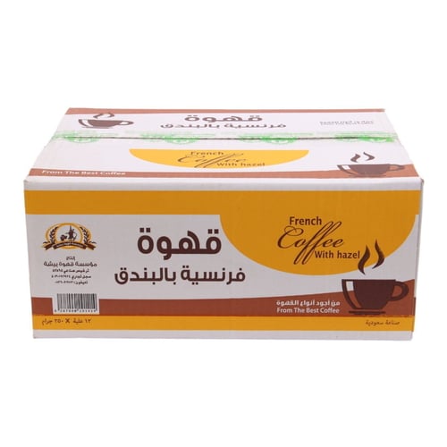 كرتون قهوة فرنسية بالبندق 250 جرام (12 علبة)