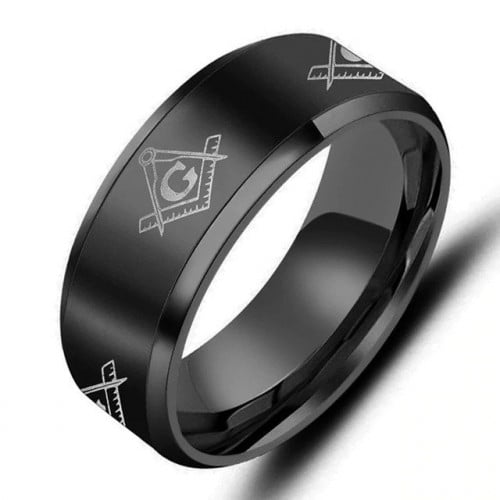 خاتم برمز مسطرة وفرجار