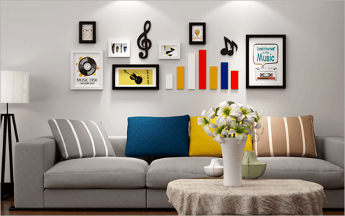 مجموعة لوحات مقسمة مميزه مع قطع ديكورات جدارية