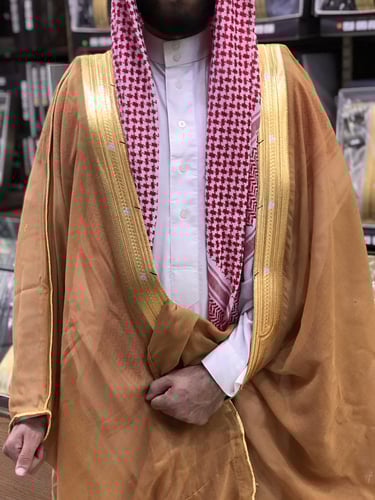 بشت رجالي رسمي لون زعفراني قماش كوري قصب فرنسي درج...