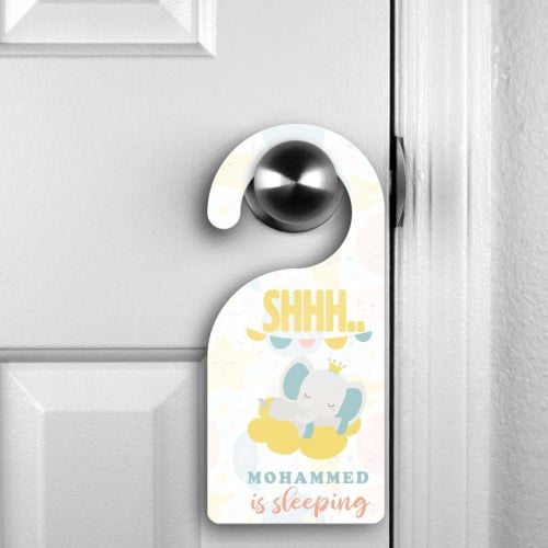 علاقة باب خشبية بتصميم الفيل أطفال مع كتابة اسم ال...