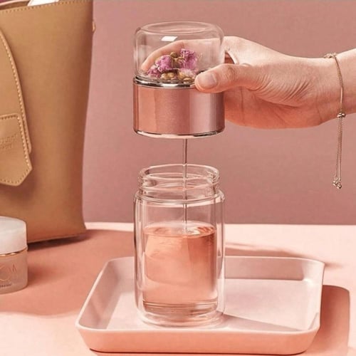 كوب شاي زجاجي مزدوج مع فلتر مدمج