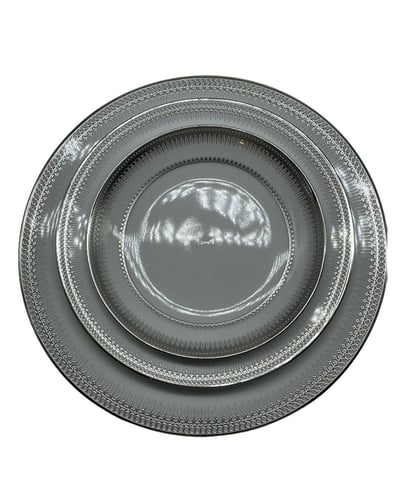 طقم سفرة فضي بورسلان 110 قطعة ليزر