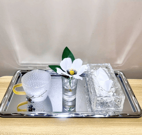 فازات ميني زجاج ورد ابيض