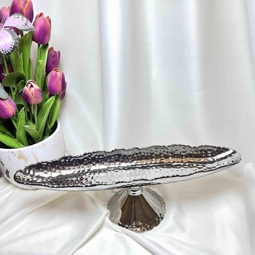 صحن تقديم بقاعده فضي