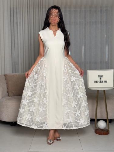 A dress with a loose design and soft side lace