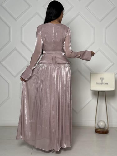 فستان ناعم طويل باكمام واسعة