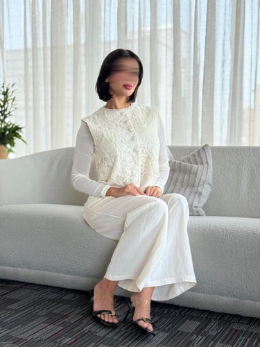 طقم قطن المجعد 3 قطع