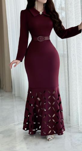 فستان بلياقه بحزام على الخصر