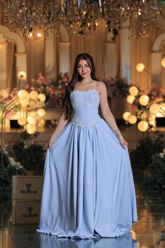 فستان سهرة كورسيه أزرق سماوي