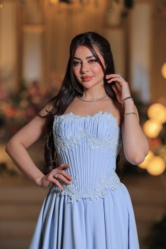 فستان سهرة كورسيه أزرق سماوي