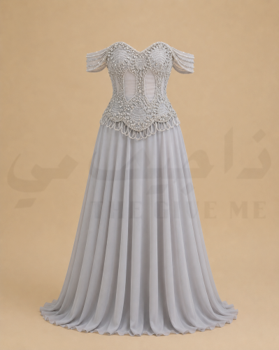 فستان سهره بأكمام منسدله ناعمه
