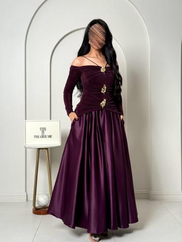 فستان سهرة مودرين مكشوف الاكمام