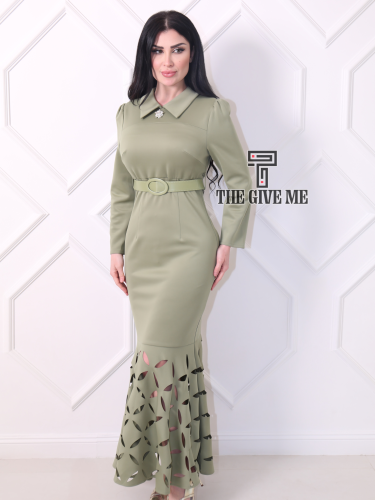 فستان بلياقه بحزام على الخصر