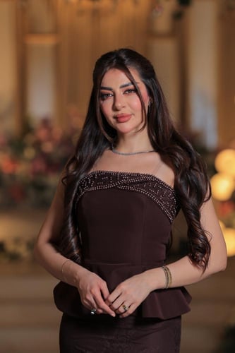 فستان سهرة تولين انيق بني داكن