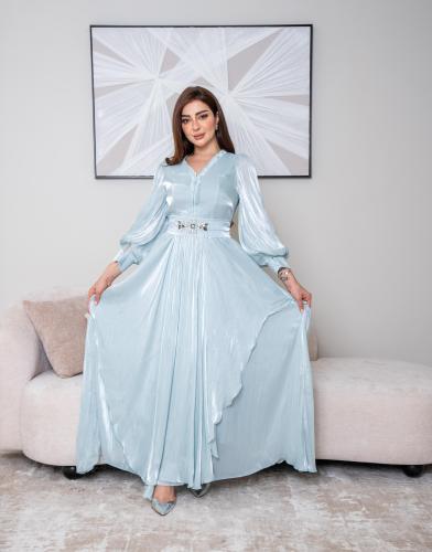 فستان نسائي ناعم بربطه بحزام علي الخصر