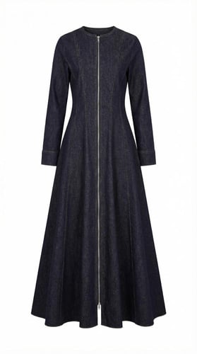 فستان جينز بسحاب وقصات طويله