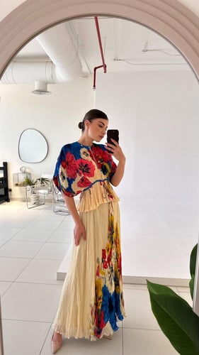 Chiffon Printed Floral Monica Long Skirt and blous...