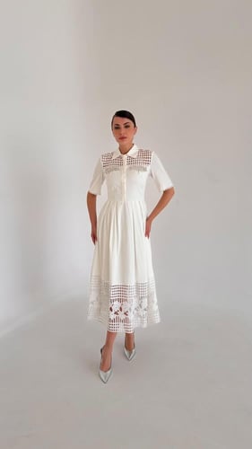 White dress with pearls