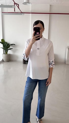 White shirt with Sleeve embroidery
