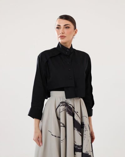 تنورة تفته رمادي أسود Taffeta Skirt