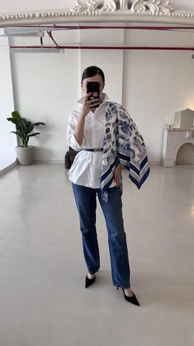 Blue shirt with Scarf