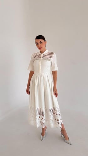 White dress with pearls