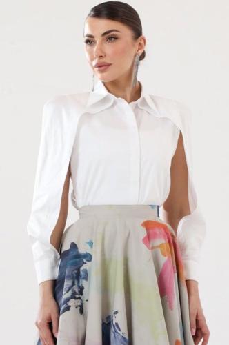 White shirt Sleeves open