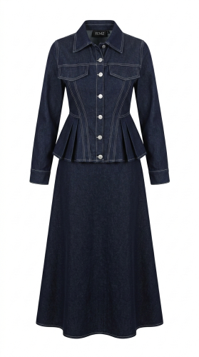 تنورة وتوب جينز ازرق