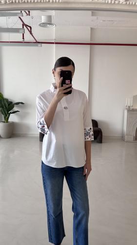 White shirt with Sleeve embroidery