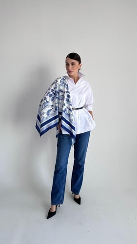 Blue shirt with Scarf