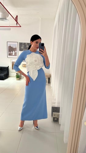 One flower Baby blue Dress