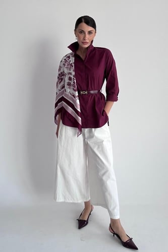 Burgandy shirt with Scarf