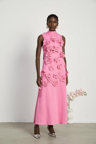 MAGALI BOW-TIE FAUX-FLOWER EMBELLISHED SLEEVELESS...