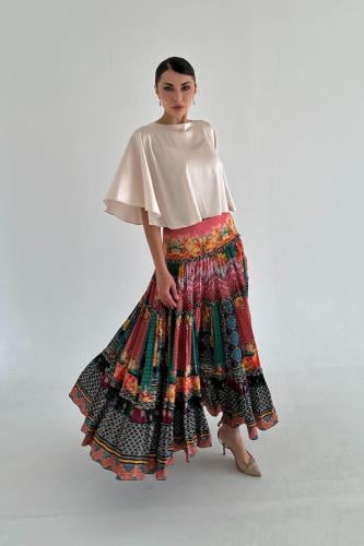 Celina Tiered Maxi Skirt تنورة
