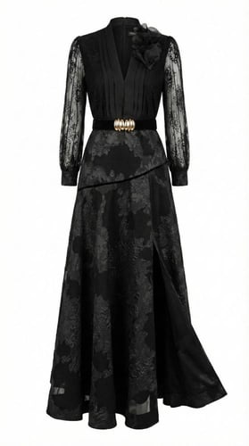 فستان اسود دانتيل وجبير