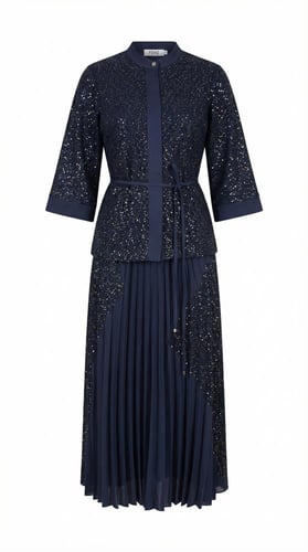 تنوره وبلوزة تويد خفيف كحلي