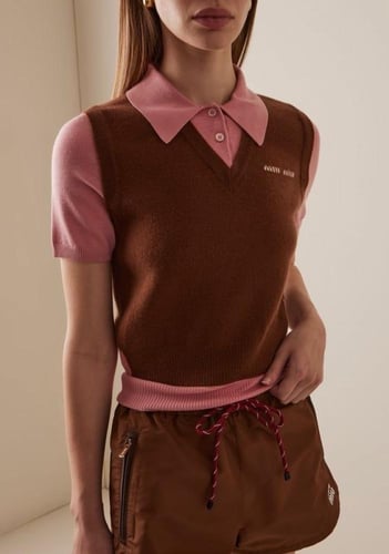 Miu Miu Brown Cashmere & Wool Polo Sweater
