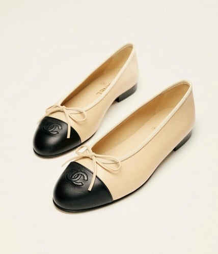 Chanel BALLET FLATS Lambskin Beige & Black