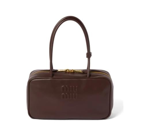 Beau leather top-handle bag briarwood
