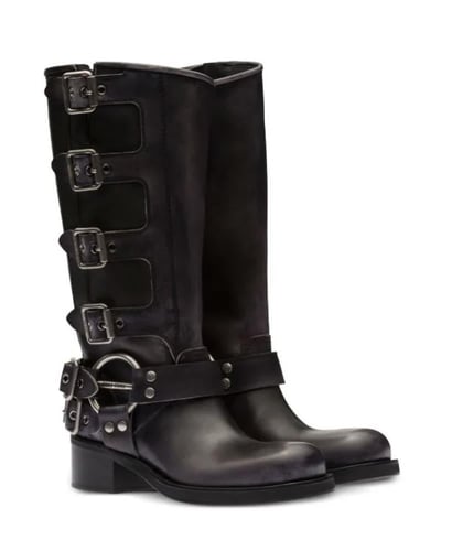 MIU MIU buckle-detail leather boots