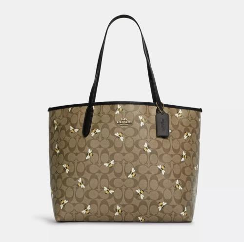 COACH City Tote In Signature Canvas With Bee Print